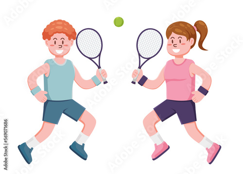 people character playing tennis 