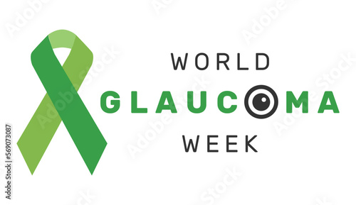 Vector illustration of World glaucoma week with green ribbon in white background