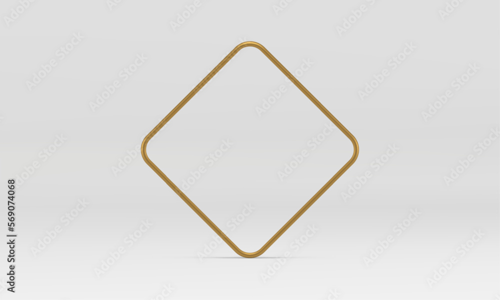 Golden 3d rhombus frame decorative element for presentation logo design realistic vector Golden 3d rhombus frame decorative element for presentation logo design realistic vector