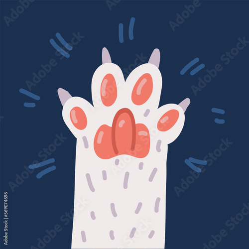Cartoon vector illustration of white cat paws