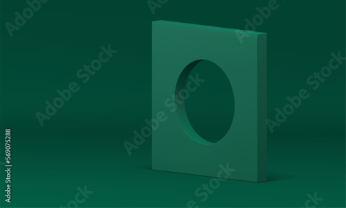 Green 3d block vertical platform hole basic foundation decor element studio background vector