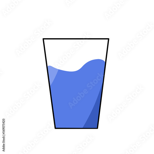 Glass of water flat design isolated on white background.