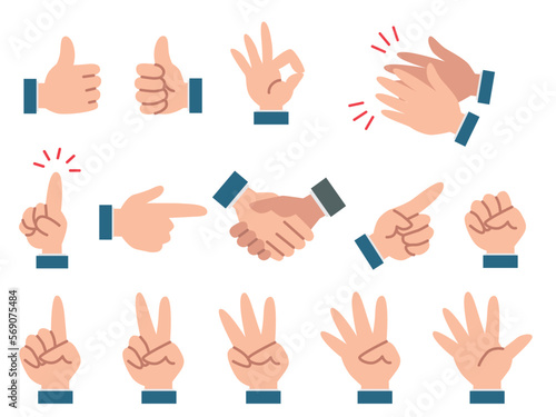 ハンドサインのイラストセット