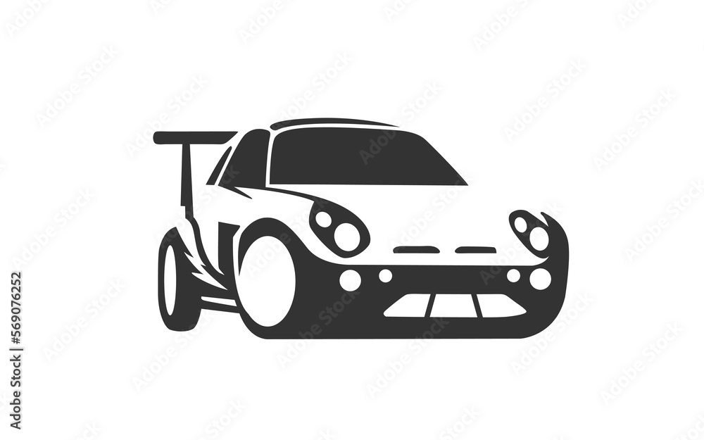 RACING CAR logo mascot with isolated illustration for identity template