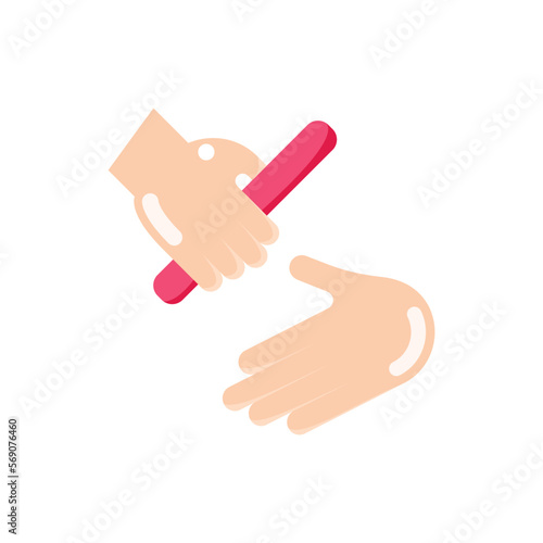Race relay flat icon. Symbol of teamwork, trust, cooperation, partnership. Modern vector illustration.