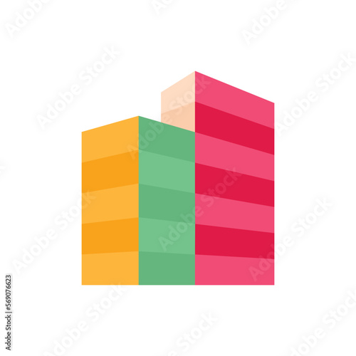 Company building exterior flat icon. Real estate. Modern vector illustration.