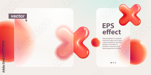 Cards screens in glassmorphism effect with red rejection logo.