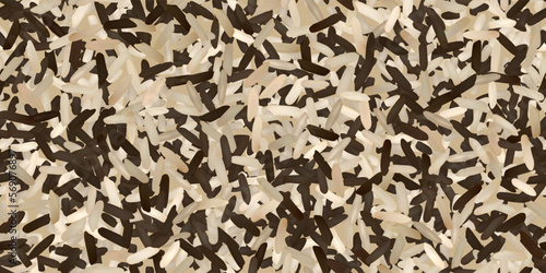 Uncooked dry basmati and wild rice seamless pattern. Vector background of raw ingredient of traditional indian, japanese, thai, or chinese food. Organic nutrition