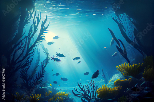 underwater shining sun ocean