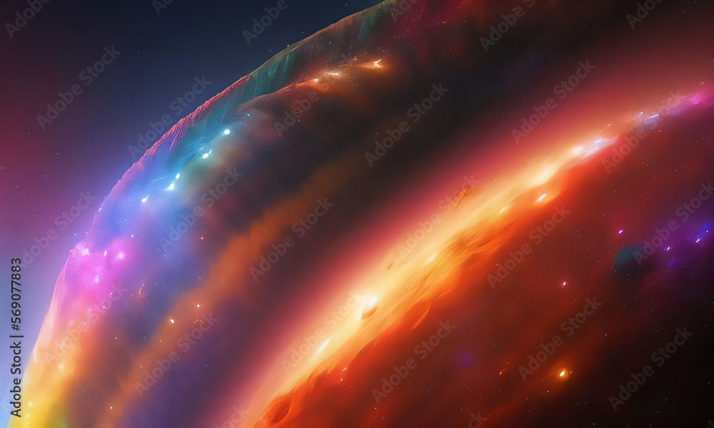 Outer Space Brightly Lit and Colorful Nebula Stars Generative AI Illustration