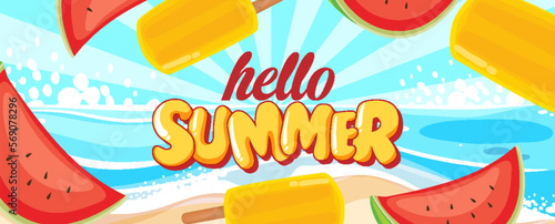 Hello summer banner template