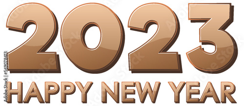 Happy New Year 2023 text for banner design