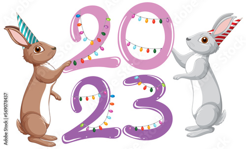 New Year 2023 rabbit sign icon