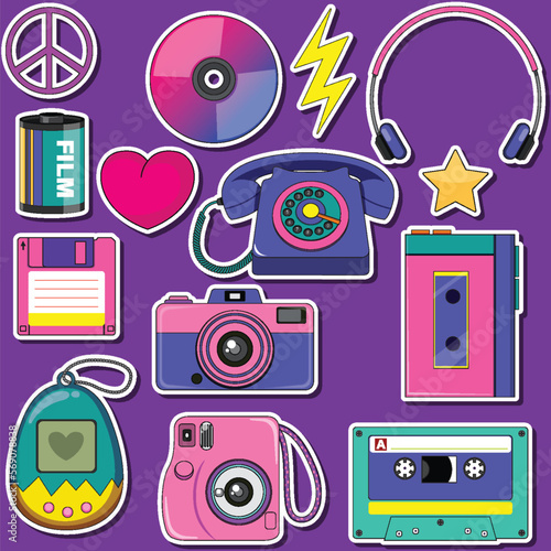 Retro objects and elements set