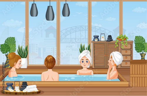 People enjoying hot tub spa