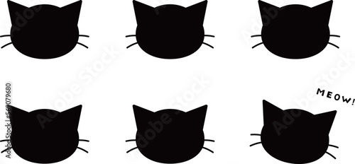 猫の顔　シルエット