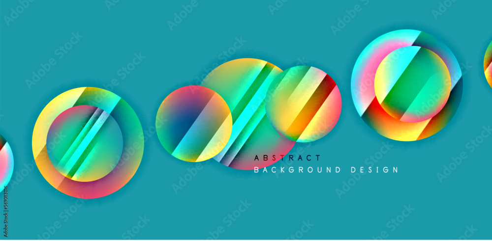 Colorful shiny and glossy circles abstract composition with light and shadow effects, geometric vector abstract background Colorful shiny and glossy circles abstract composition with light and shadow effects, geometric vector abstract background