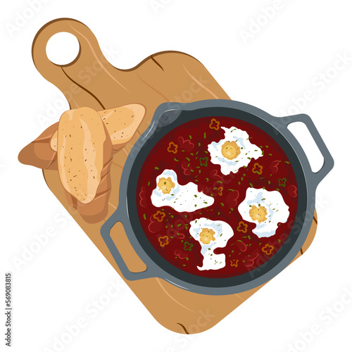 shakshuka vector illustration on a white background