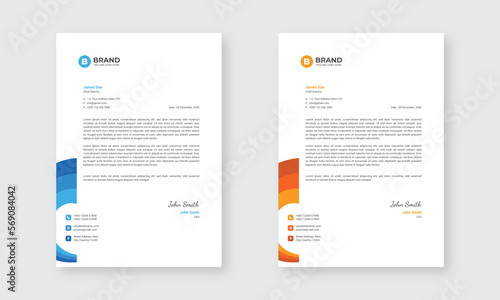 Professional business letterhead design template. A4 business letterhead design layout. (ID: 569084042)