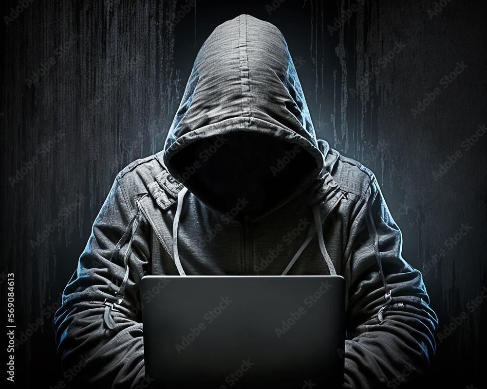 Generative Ai, hacker stealing data from laptop Generative Ai, hacker stealing data from laptop