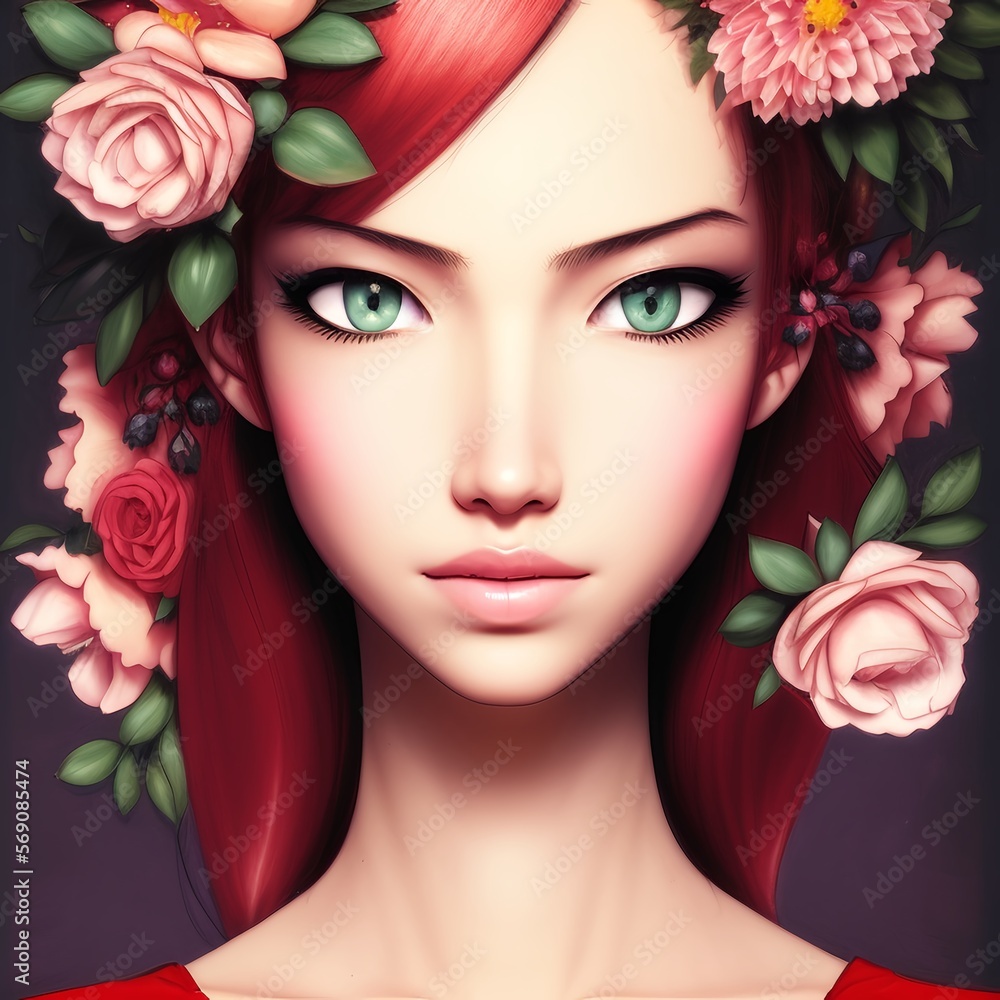 fantasy portrait, female portrait, digital illustration, Generative AI.