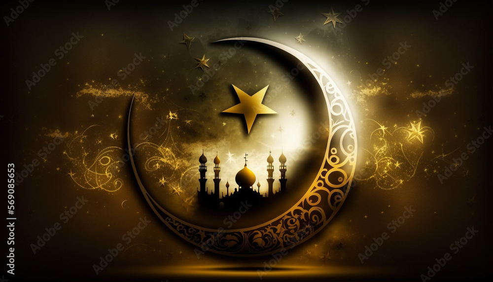 Naklejka premium a Ramadan Kareem 3D decoration, Generative AI