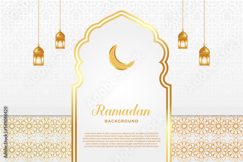 Islamic ramadan backgound - Islamic background with white and gold gradient color for banner or print - White islamic vector background