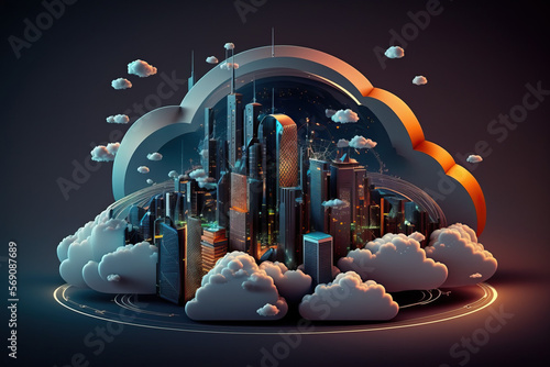 Cloud computing,concept, Smart,city, wireless