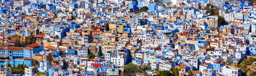 Panoramic view of city landscape, Chefchaouen in Morocco