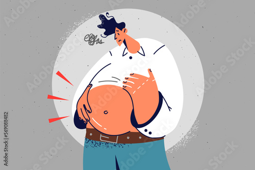 Obese man with big belly 