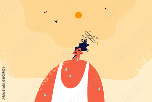Unhealthy man suffer from heatstroke 