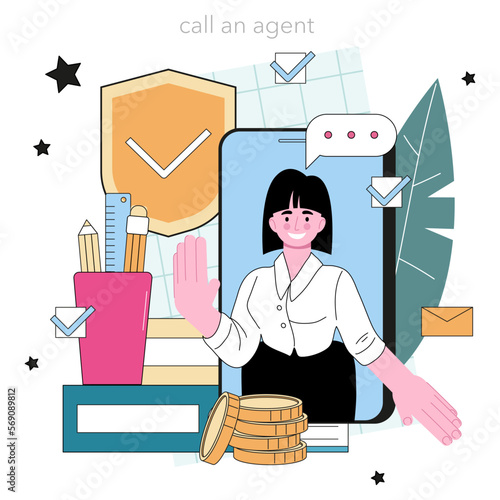 Insurance agent online service or platform. Security of property