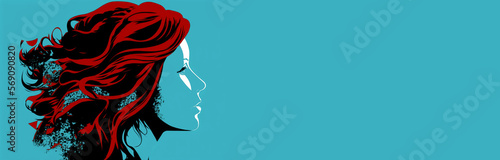 Portrait of women, flat vector like illustration with copy space created with Generative AI technology. Mother’s Day, International Women’s Day, Avatar for a social network.