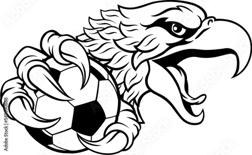 An eagle or hawk soccer football ball cartoon sports team mascot