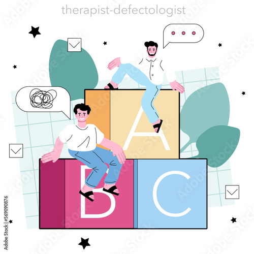 Speech therapist concept. Didactic correction and speech treatment.