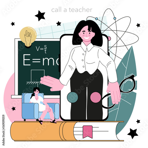Teacher online service or platform. Professor conduct a lesson