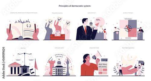 Democratic political system. Democracy principles where people