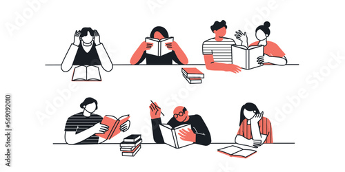 Concept of reading day. People hold a book in their hands. Human character on white background. Flat design style minimal vector illustration.
