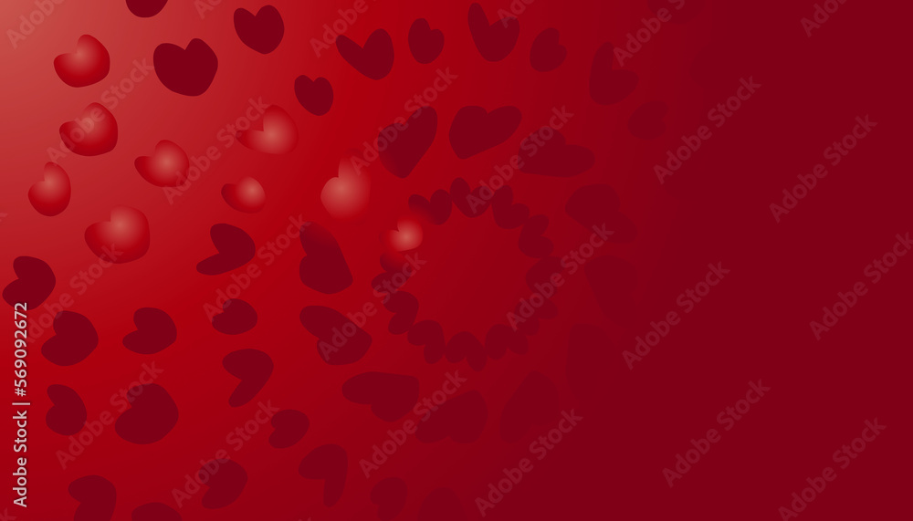 Abstract red gradient illustration background with lots of love images
