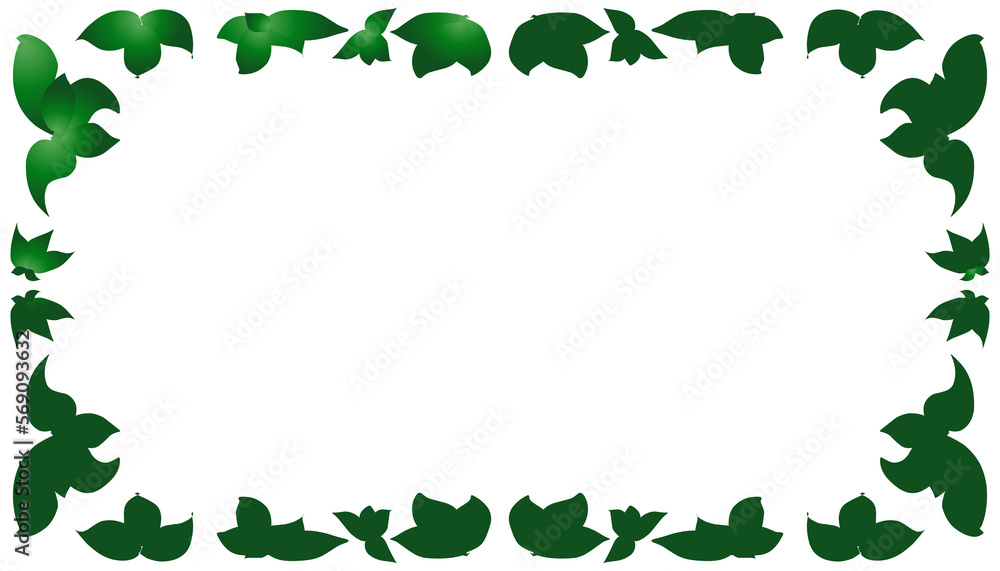 Abstract background with gradient green leaf pattern frame Abstract background with gradient green leaf pattern frame
