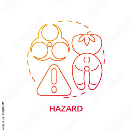 Hazard red gradient concept icon. Control of contamination risk and dangers. HACCP system element abstract idea thin line illustration. Isolated outline drawing. Myriad Pro-Bold font used