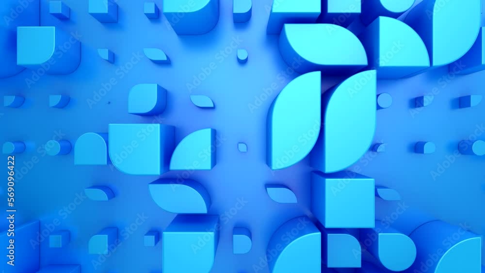 Background of Geometric Shapes. Abstract motion, loop, two color, 3d rendering, 4k resolution
