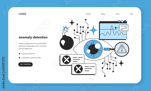 Anomaly detection web banner or landing page. Artificial neural