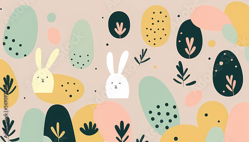 Easter Background - Flat Illustration - Pastel Colours photo