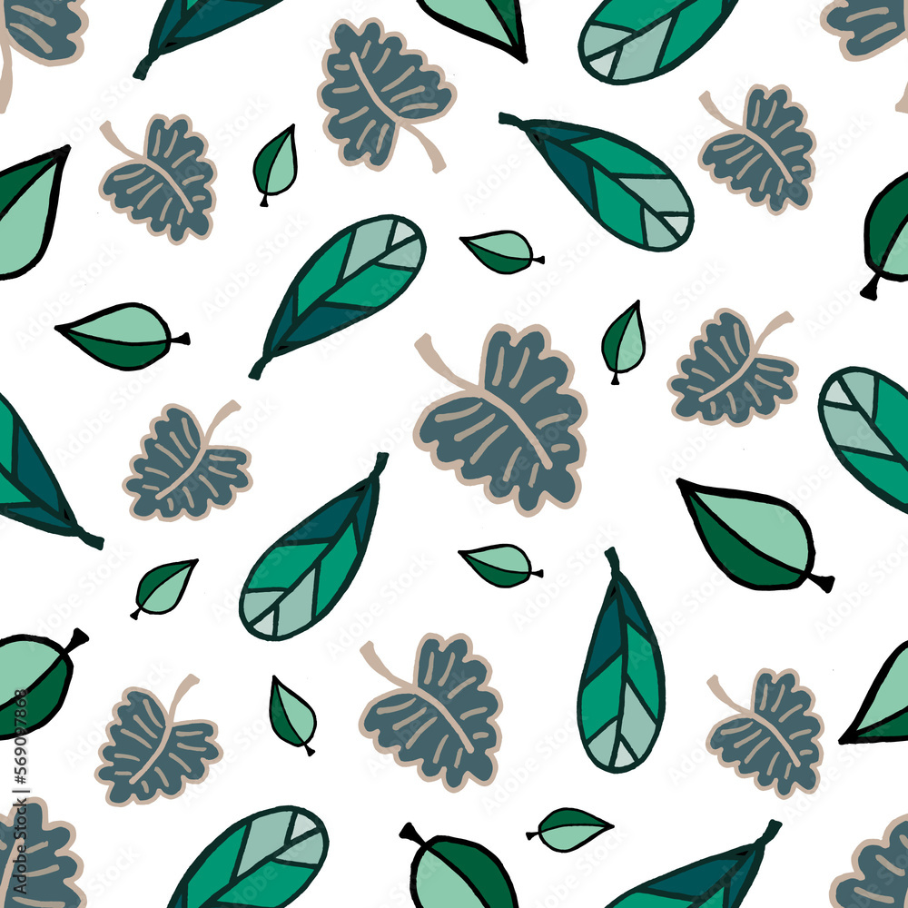 Fototapeta premium Colorful Leaves Seamless Pattern background wallpapers