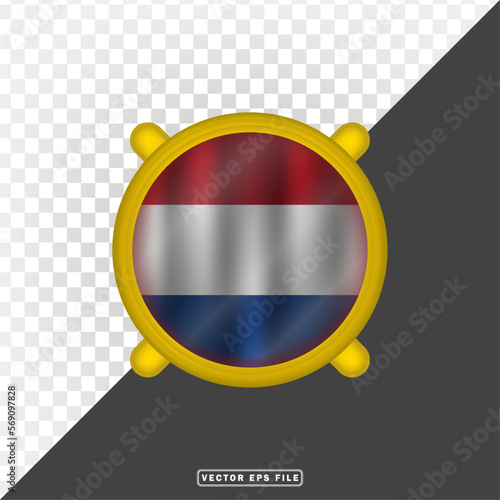 Free Download 3d netherlands nation country flag with border circle shield
 - GFXLoad