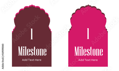 project milestone in mughal architecture style to progress toward business goal. Milestone blocks for company, infographics, business, background, highway. vector illustration