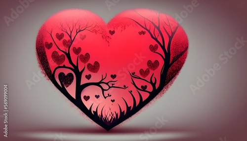 tree and leaves heart shape...