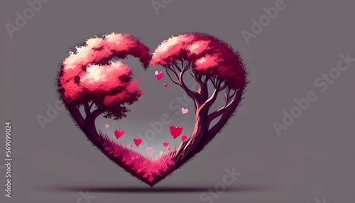 tree and leaves heart shape...