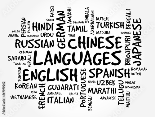 Different Languages of the world, word cloud text concept background